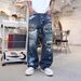 Men's Clothing Retro Personality Ripped Beggar Jeans Men Spring Street Fashion Brand Handsome Loose Straight Long Pants Men_mkmklike.com