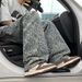 Men's Clothing Light Blue Jacquard Print Slim Fit Men's Jeans Curved Flare Pants Spring Autumn Trendy Brand Vibe_mkmklike.com