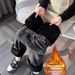 Thickened Wide-leg Jeans For Women, 2025 Winter, High-waisted, Loose, Slimming, Drapey, Warm, Straight-leg, Long Pants_mkmklike.com