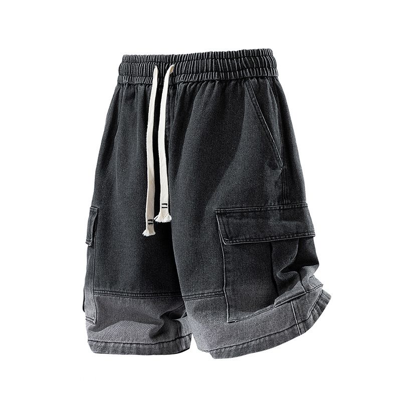 2026Summer New Men's With Fully Elastic Waistband, Workwear Style, Fashionable And Versatile Casual Denim Shorts For Men_mkmklike.com
