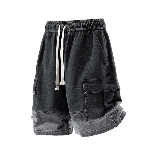 2026Summer New Men's With Fully Elastic Waistband, Workwear Style, Fashionable And Versatile Casual Denim Shorts For Men_mkmklike.com