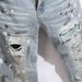 AM Foreign Trade High Street Blue Skinny Jeans for Youth Ripped Stretch Painted Appliqué Cross Border 8809_mkmklike.com