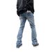 Men's Washed Slim Fit Straight Leg Jeans Light Blue Versatile Layered Casual Pants High Street Style Slightly Stretch_mkmklike.com
