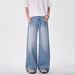 Men's High Street American Retro Washed Distressed Light Colored Jeans Loose Straight Leg Wide Leg Floor Length Drape Trendy Pants_mkmklike.com