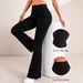 Women's High-Waisted Lace Waist Flared Yoga Pants Elastic Sports Denim Style_mkmklike.com