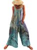 Women's 2023 Summer New Large Fashion Print Loose Strap Wide Leg Jumpsuit_mkmklike.com