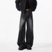 Men's Wide Leg Jeans – Straight Cut Relaxed Fit Denim Pants, Vintage Washed High-Rise Trousers With Raw Hem ( Distressed Detailing, Unisex Appeal)_mkmklike.com