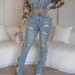 Vintage-Inspired Patchwork Jeans – Distressed Skinny Pants With Retro Prints_mkmklike.com