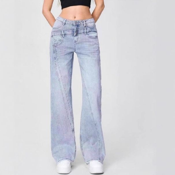 Women's Wide Leg Jeans Loose Straight Retro Washed Cotton Trousers Casual Fashion Office Lady Street Style Spring/Autumn_mkmklike.com