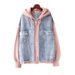 Chicco Plus Size 150kg Two-Piece Denim Women's Slimming Spring Autumn Shirt Hooded Baseball Jacket Top Ins_mkmklike.com