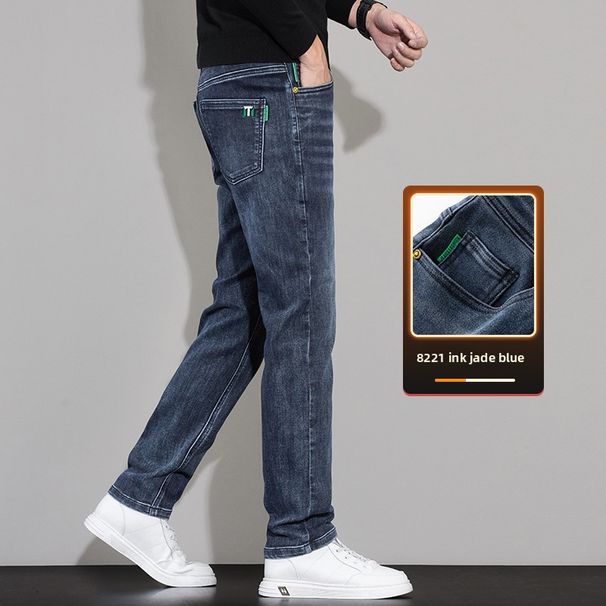 Jeans Men's Loose Straight Pants Elastic Casual Pants Thickened_mkmklike.com