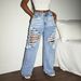 High Waisted Ripped Wide Leg Jeans Style Light Blue Washed Distressed Floor Length Trousers For Women_mkmklike.com