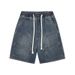 Men's Summer Heavyweight Denim Cargo Shorts Blue with Large Patches in Stock_mkmklike.com
