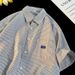 Striped Japanese-style Short-sleeve Shirt For Men, Summer Trendy Brand, Loose Casual Turn-down Collar Shirt, American_mkmklike.com