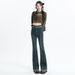 2024 Spring New High-Waisted Flared Jeans For Women, Double-Layered Frayed Hem Pants, Versatile Bell-Bottom Pants_mkmklike.com