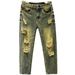 Men's Slim Fit Distressed Jeans – Light Wash, Stretch Comfort, Vintage-Inspired, Classic Blue (Sizes 28-38, Mid-Rise, Skinny Fit)_mkmklike.com
