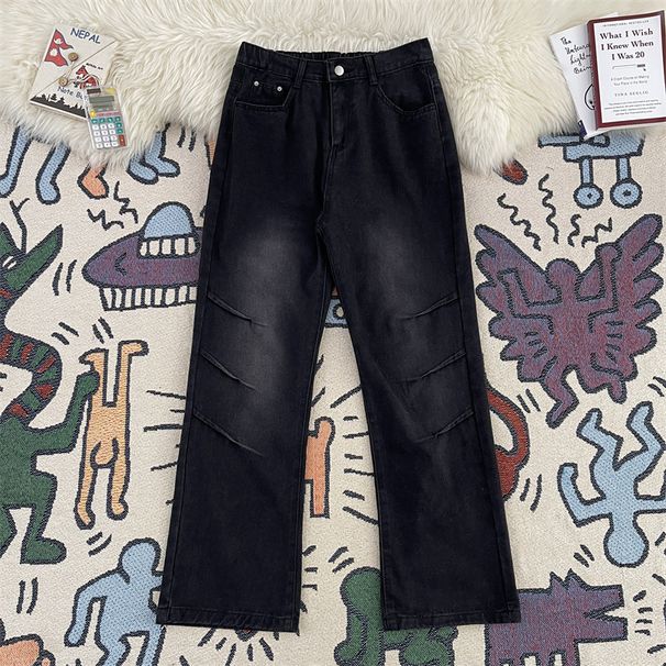 Men's Clothing 2025 Heavyweight All Match Retro Flared Pants Trendy Brand Loose Straight Wide Leg Pants_mkmklike.com