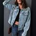 "Oversized Denim Jacket For Women – Relaxed Fit Distressed Casual Jacket, Vintage Washed Blue Jean Coat For Fall & Winter"_mkmklike.com