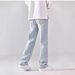 Vintage Washed Light Blue Jeans – Men’s Relaxed Straight-Leg Denim Pants (55% Polyester) – High Street Baggy Trousers For Spring/Summer_mkmklike.com