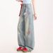 Han Niu Xintang American-style Fun Trendy Brand Washed Pants Versatile Straight Wide-leg Cartoon Embroidered Jeans For_mkmklike.com