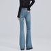 Nostalgic Retro-colored Flared Jeans For Women, 2026 Spring New High-waisted, Slightly Stretchy, Slimming, Stylish,_mkmklike.com