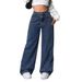 Women's Clothing Women's Stretch Denim Jeans - High Waist Loose Fit Comfortable Casual Pants For Work & Daily Wear (Dark Blue, Sizes 25-32)_mkmklike.com