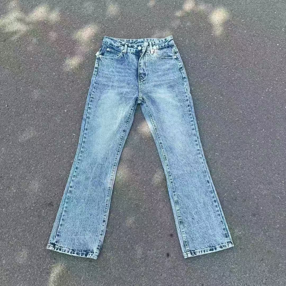 Cleanfit Washed Blue Flared Jeans – Vintage High Street Denim With Marble Tones (S-XL)_mkmklike.com