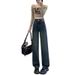 Women's Straight-leg Jeans, 2026 New Model, High-waisted, Petite-friendly, Wide-leg Pants, Leg-lengthening Design,_mkmklike.com