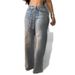 Bling High-Waisted Wide-Leg Jeans Rhinestone Belt Distressed Hem Streetwear Chic 95% Cotton Stretch S-XXL Women's Denim_mkmklike.com