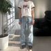 Summer Trendy High Street Retro Ripped Slim Fit Flared Jeans For Men Versatile Flow Style New_mkmklike.com
