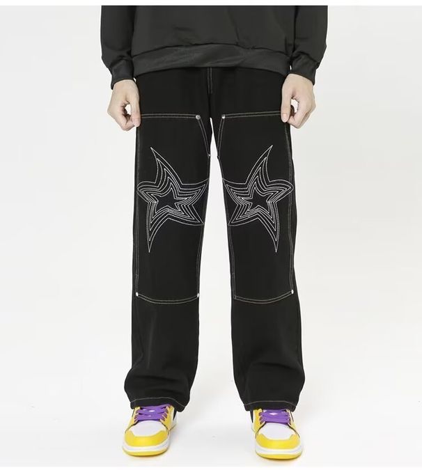 Retro High Waist Loose Wide Leg Straight Jeans Men's Autumn Winter High Street Fashion Brand Street Style Trousers Floor Length_mkmklike.com