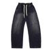 Men's Stretchable Drawstring Jeans - Relaxed Fit Straight Leg Casual Pants With Washed Denim For Spring & Autumn Seasons (Black, M-XXXL)_mkmklike.com