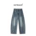 Vintage Blue Denim Jeans For Men - Classic Straight Leg Comfort Fit High Street Fashion Jeans With Button Fly_mkmklike.com