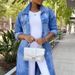 K New Denim Long Windbreaker Jacket With Holes Denim Jacket For Women_mkmklike.com