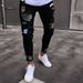 Badge Jeans Trendy Knee Zipper Small Foot Trousers Broken Men's Denim Pants_mkmklike.com