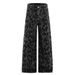 Cahew Flower Full Print Jacquard Denim Men' American High Street Trend Niche Wide Leg Looe Straight Floor-Length_mkmklike.com