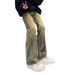 "Men's Vintage Distressed Wide-Leg Jeans – Patchwork & Tie-Dye Design | 90s Retro Relaxed Fit With Flared Hem"_mkmklike.com