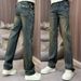 New Spring/Autumn American High Street Retro Distressed Washed Jeans For Men Loose Straight Leg Casual Versatile Floor Length Pants_mkmklike.com