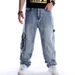 Suitable For All Seasons Multi-Pocket Jeans Loose Plus Men's Trendy Hip-Hop Large Size Street Dance Skateboard Pants_mkmklike.com