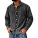 Pulse 2025 Spring New Cross-Border European And Men's Turn-Down Collar Denim American Workwear Vintage Washed Shirt_mkmklike.com