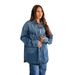 "Women's Oversized Denim Jacket – Retro Polo Collar Streetwear Coat (S-2XL, Dark Blue)"_mkmklike.com