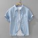 Retro Denim Short Sleeved Shirt For Men, Fashionable And Versatile, Artistic And Casual Loose Top_mkmklike.com