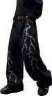DFGIGT Men's Hip-hop Embroidered Baggy Jeans Loose Fit Denim Black Trousers_mkmklike.com