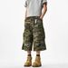 Camouflage Ripped Cargo Shorts Loose Fit Summer Retro Wide Leg Cropped Pants For Men And Women Trendy Style_mkmklike.com