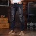 Men's Slim Fit Stretch Jeans Trendy Patchwork Ripped Straight Leg Midweight Long Pants Splatter Paint Color_mkmklike.com