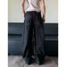 Unisex Trendy Wide Leg Loose Trousers Cross Border American Retro Button Design Bootcut Black Curved Blade Jeans_mkmklike.com