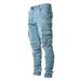 Men's Utility Cargo Jeans – High-Street Washed Denim, Multi-Pocket Workwear Pants (S-3xl, Black/Grey/Navy/Light Blue, Slim Tapered Fit)_mkmklike.com