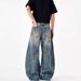 American Style Distressed, Dirty Dyed, Ripped Jeans, High Street Straight Leg Pants, Niche Loose Fitting Men's And_mkmklike.com