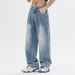 Men's Straight Leg Loose Fitting Wide Leg Jeans Starry Sky Rhinestone Embellishments High End Style Trendy Cool Edgy Denim_mkmklike.com