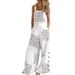 Women's printed sleeveless loose casual suspenders jumpsuits wide-leg pants women_mkmklike.com